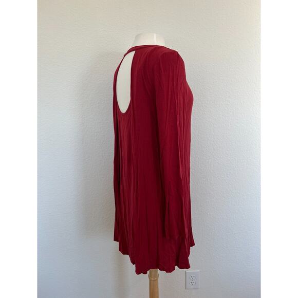 Umgee A Line Cut Out Dress Womens Size Large Long Sleeve Cotton Blend Red - Picture 6 of 11